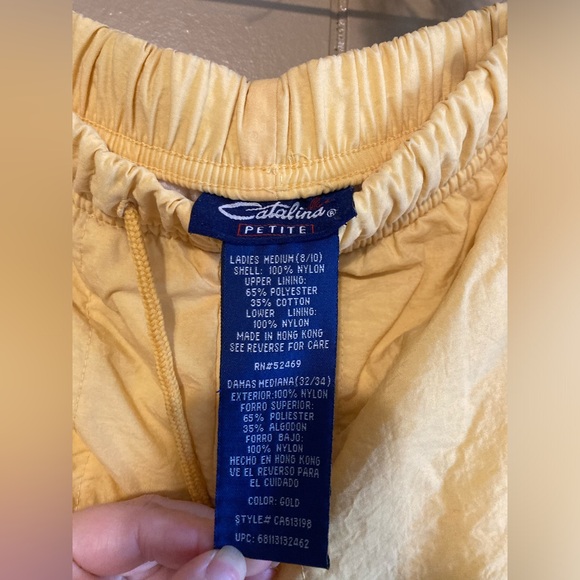 Catalina Vintage Track Windbreaker Pants Zipper Leg Size Medium Petite Yellow - Picture 6 of 9